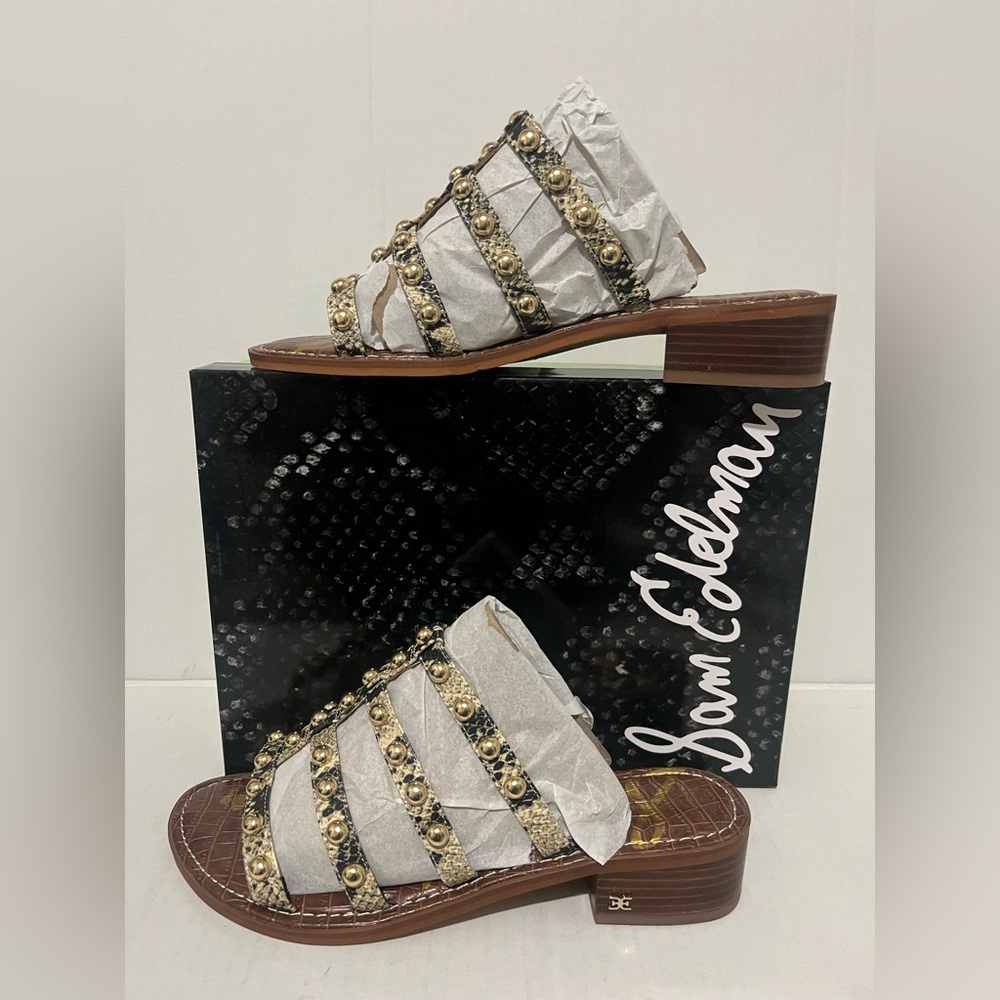 Sam Edelman Gold Studded Brown Sandals